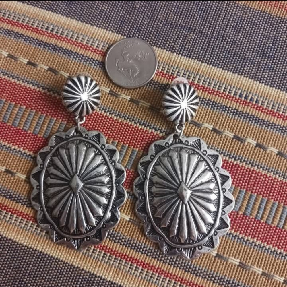 Silver Concho Earrings
